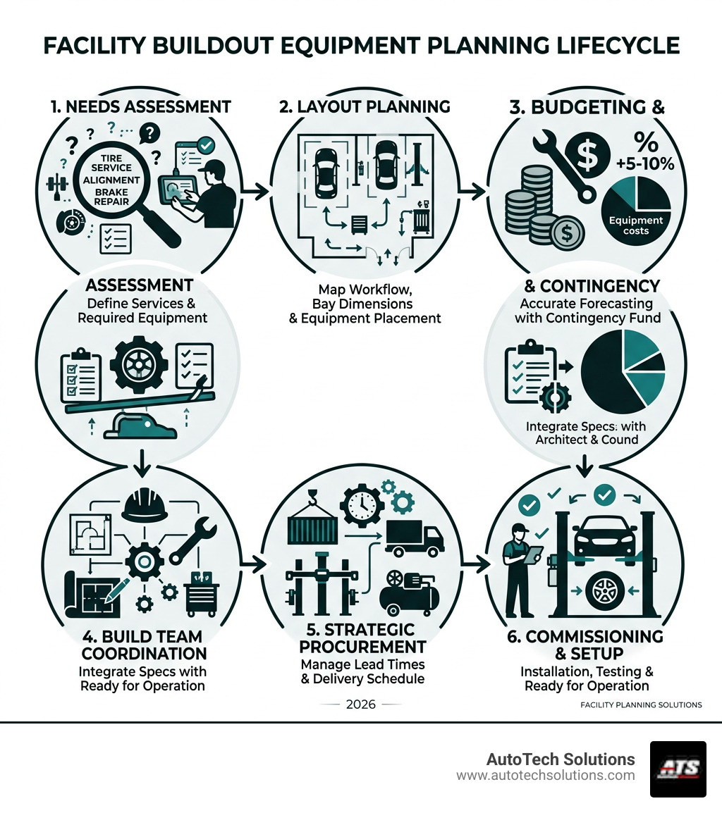 Facility buildout equipment planning lifecycle from needs assessment to commissioning - facility buildout equipment planning