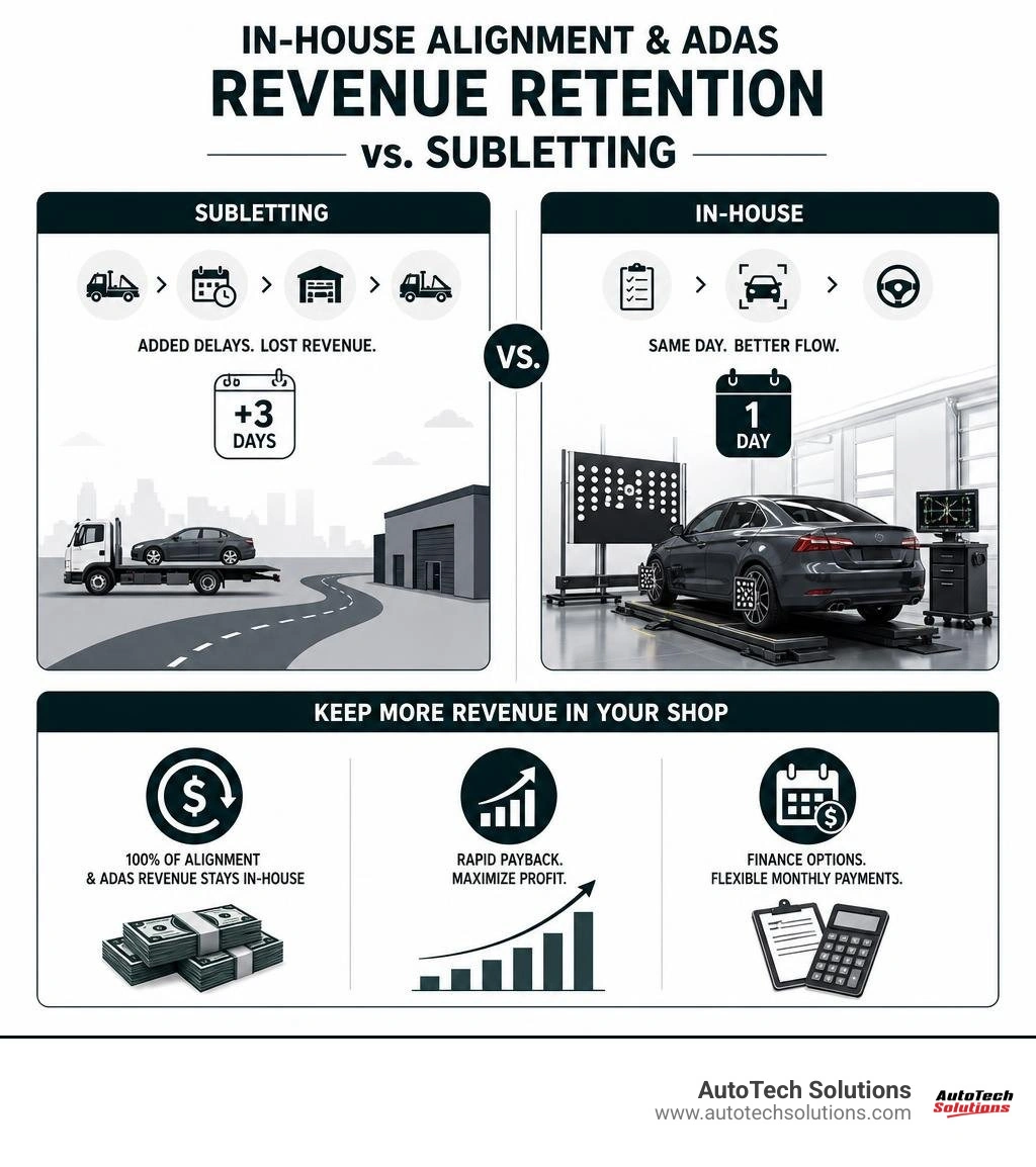 In-house alignment and ADAS revenue retention versus subletting infographic