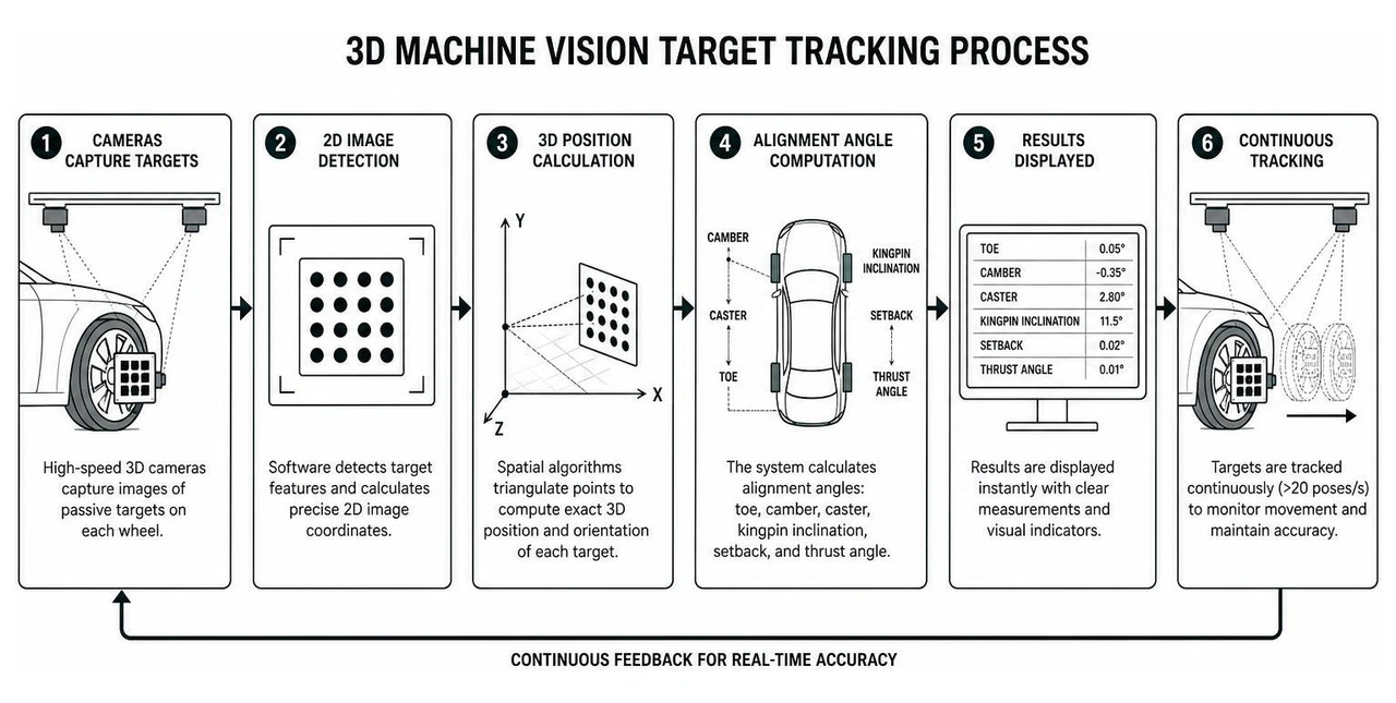 3D machine vision target tracking process