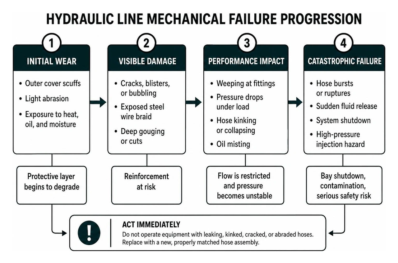 Hydraulic line mechanical failure progression Hydraulic line mechanical failure progression
