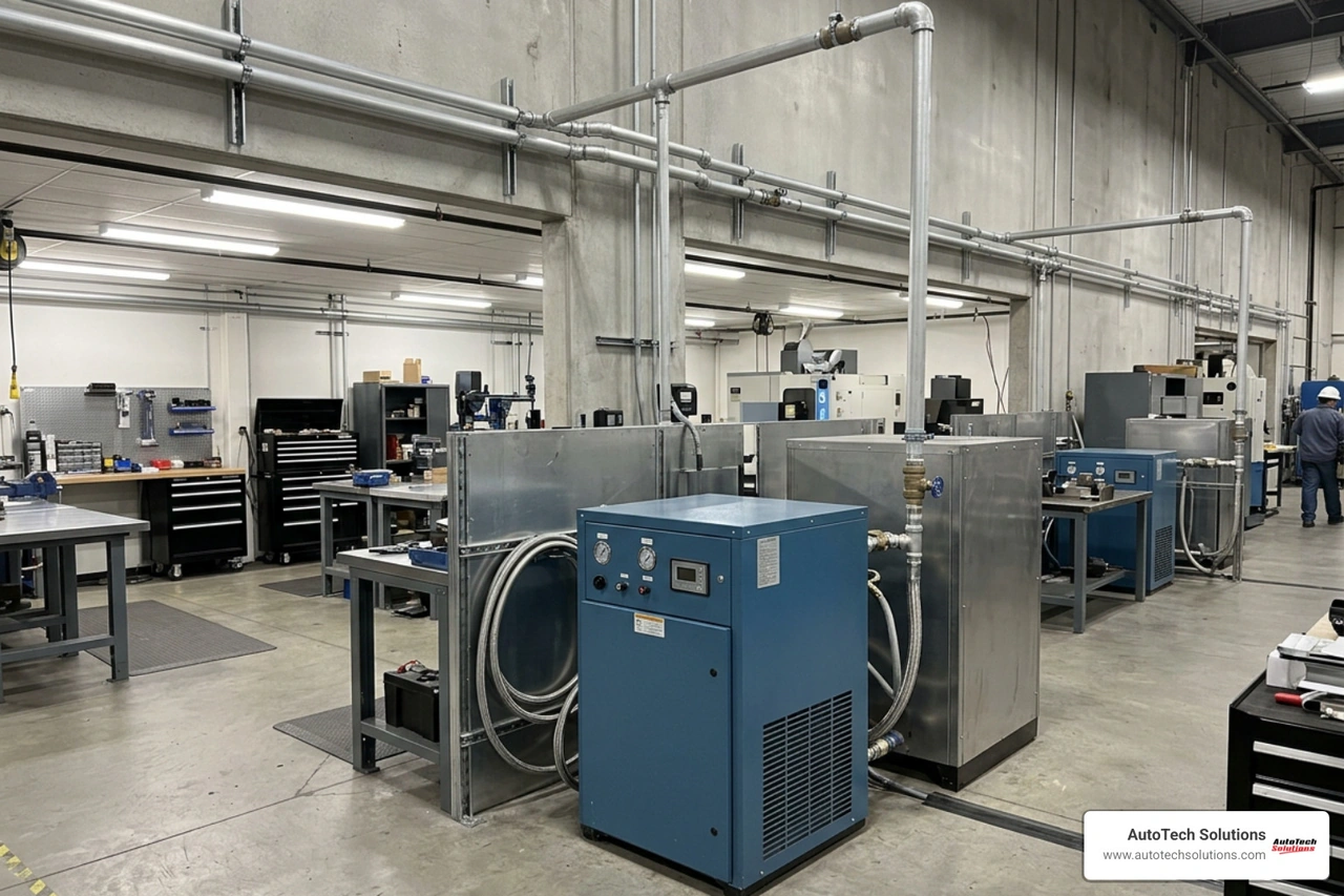 Commercial refrigerated air dryer and modular aluminum air piping layout