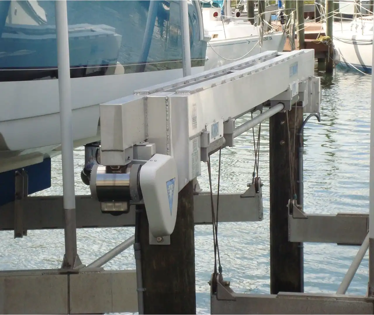 2-20,000 lb Double Banger Shared Piling Deco Lifts with CRS