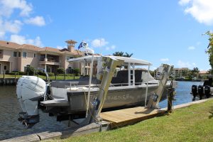 A boat elevator system built in a Florida canal.