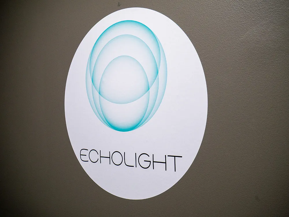 echolight logo sticker on the wall