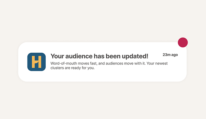 Graphic of a Herdify platform notification that says "Your audience has been updated"