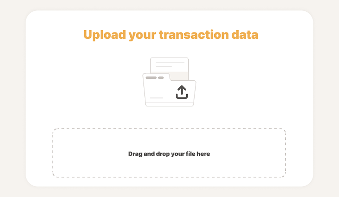 Graphic depicting uploading of transaction data with file folder icon