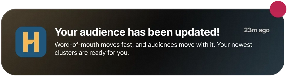 Graphic notification from the Herdify platform saying "Your audience has been updated!"