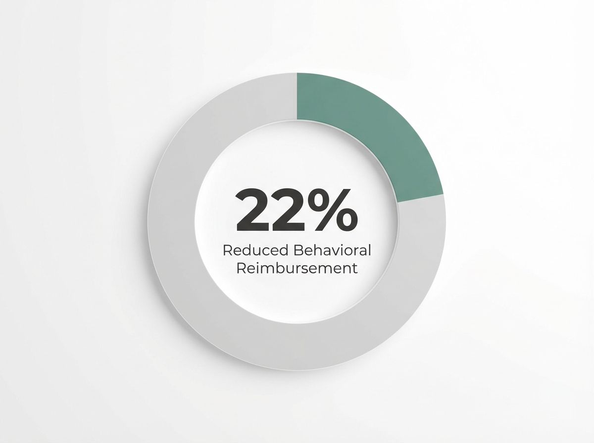 Infographic showing Lower Insurance Reimbursement for Behavioral Health: 22%
