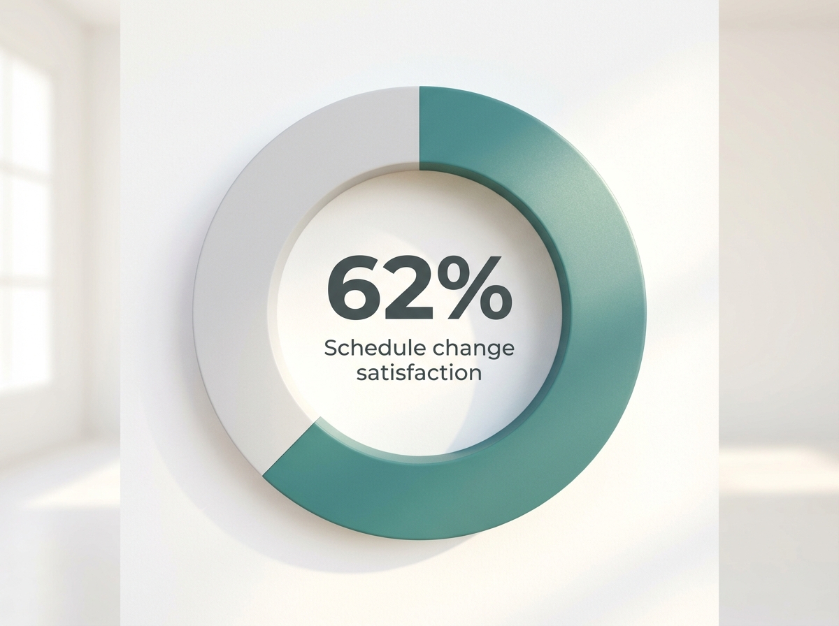 Infographic showing Increase in job satisfaction from changing one's work schedule: 62%