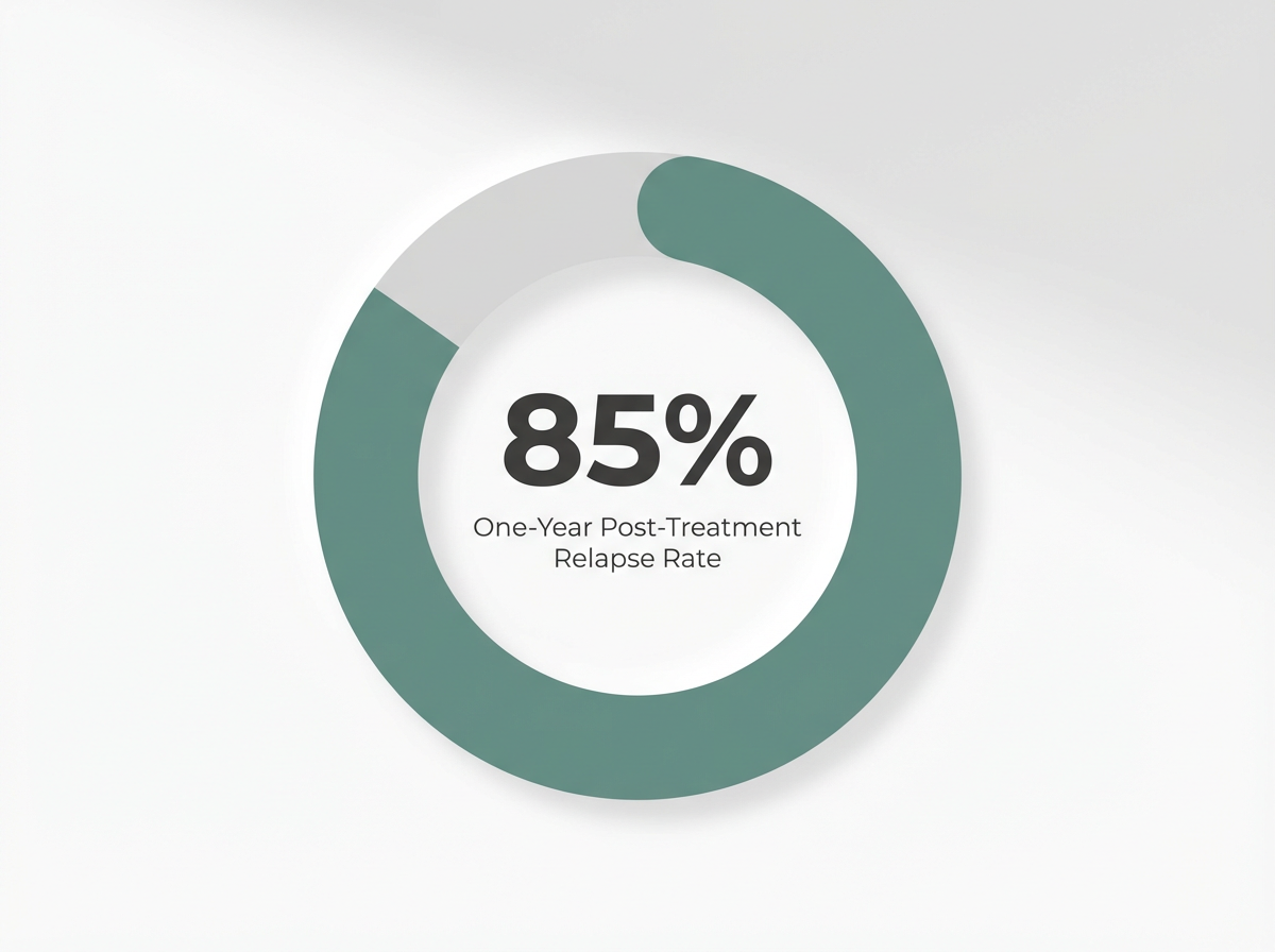 Infographic showing Relapse Rate Within One Year of Starting Treatment: 85%