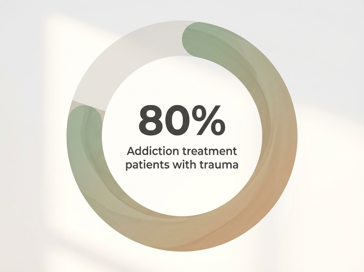 Infographic showing Percentage of individuals in addiction treatment with trauma histories: 80%