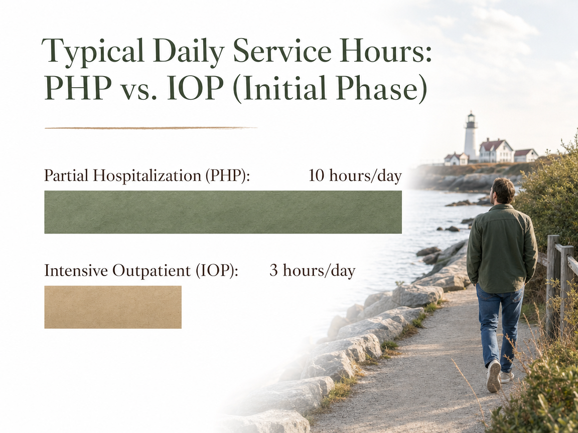Chart showing Typical Daily Service Hours: PHP vs. IOP (Initial Phase)