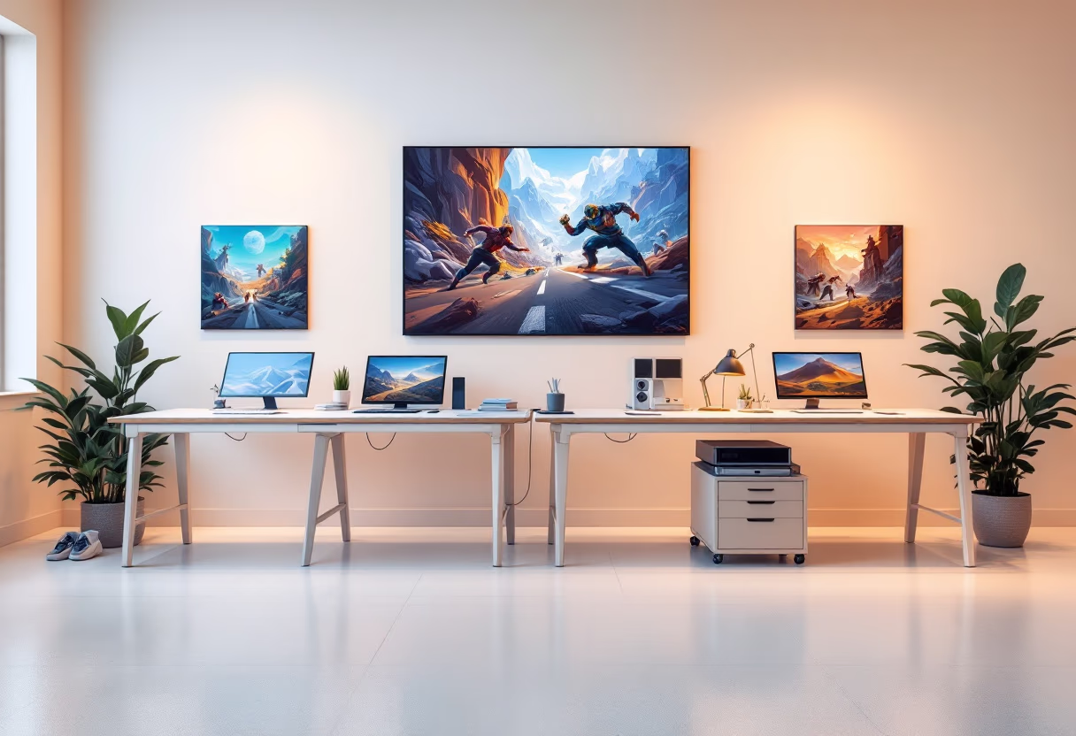 [background image] image of creative workspace (for a game development company)