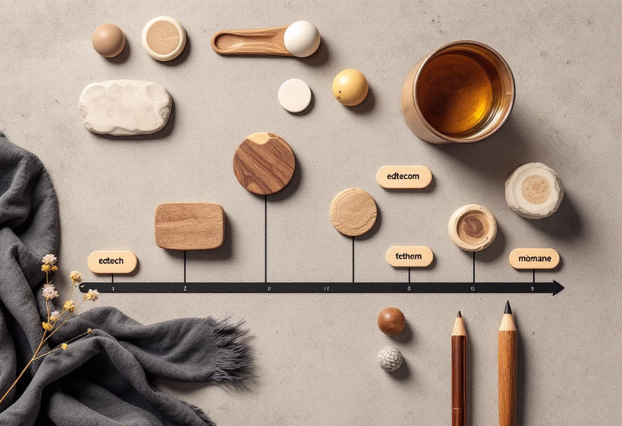 image of company milestones in a timeline format (for an edtech)