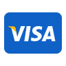 Visa credit card logo with white text on a blue background.