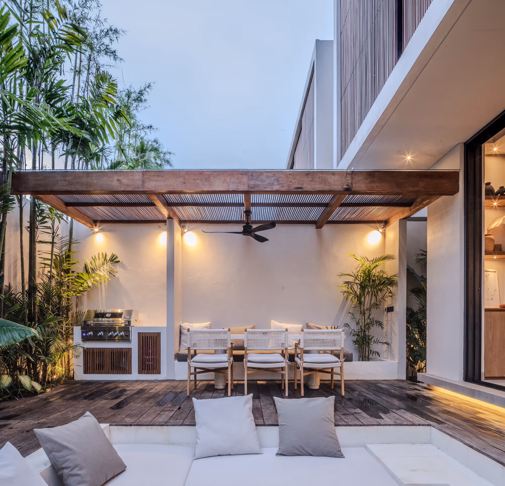 Outdoor patio and dining at a Cabo Bali villa