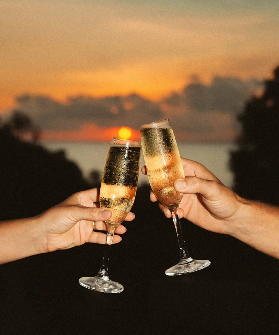 A sunset toast on the cliffs at Teja in Uluwatu