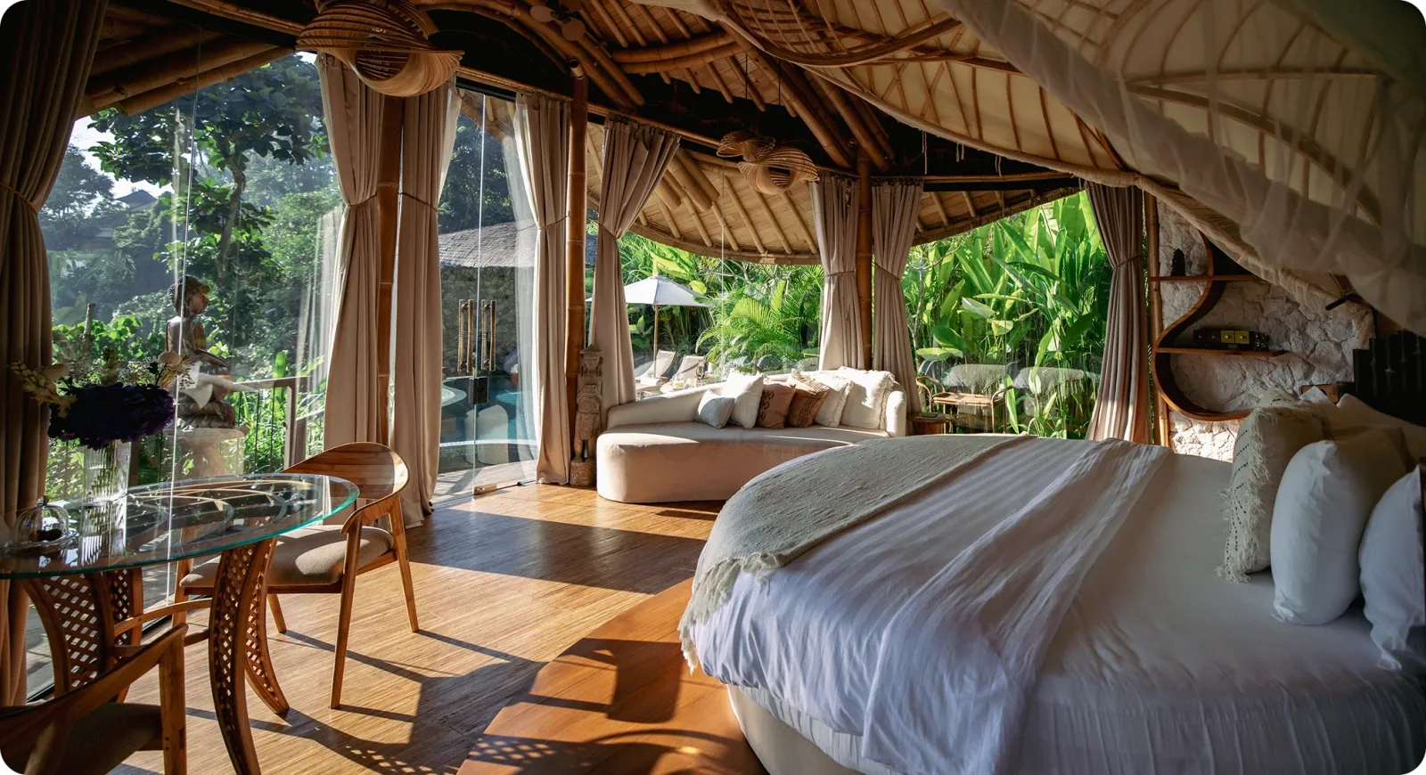 Bamboo bedroom at Belalu in Bali by Pablo Luna Studio
