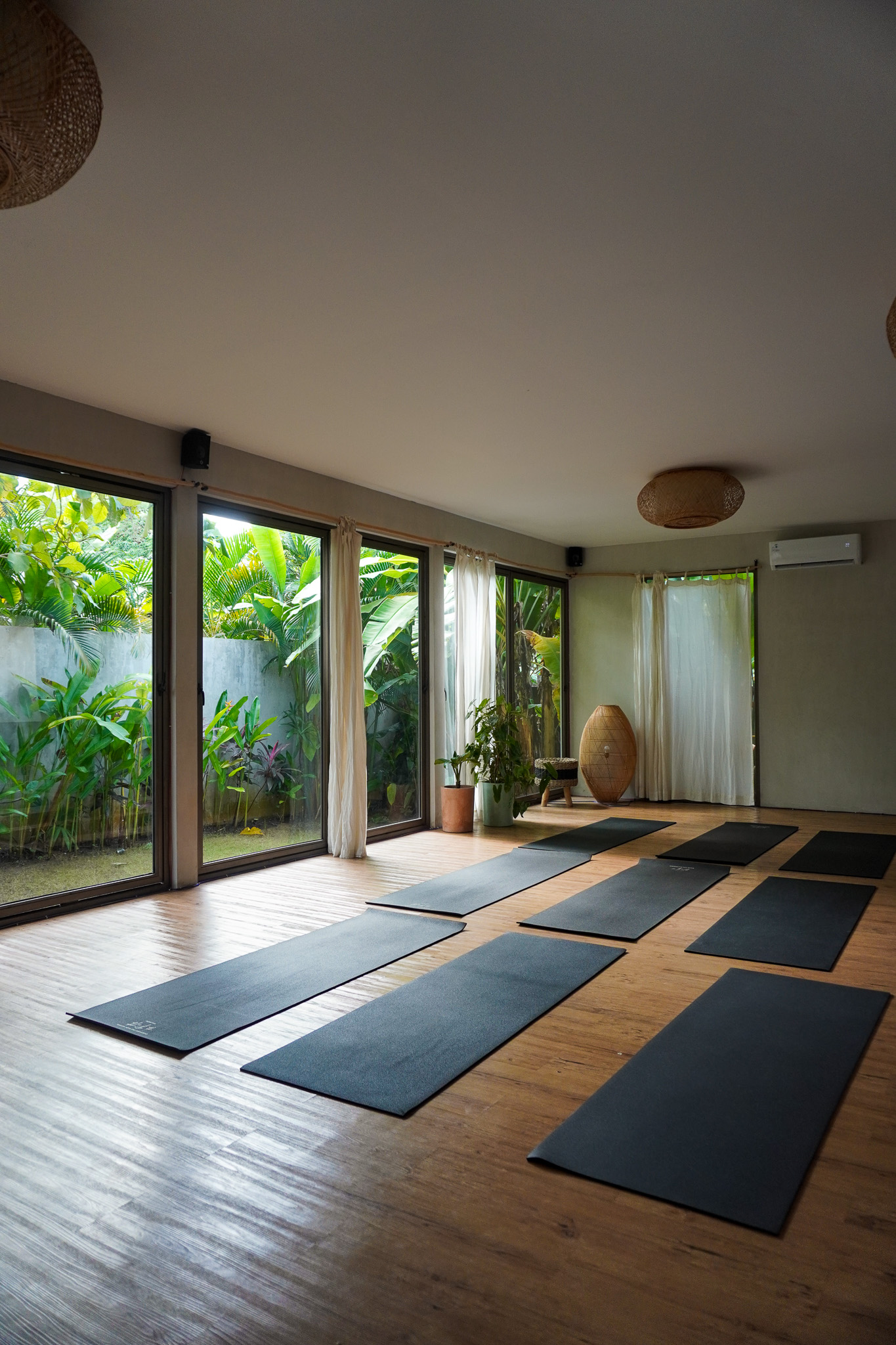 The indoor yoga shala at The Path in Pererenan, Canggu
