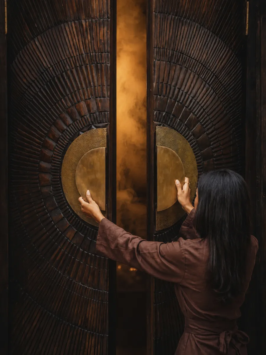 The entrance to the sauna at The Ark recovery spa in Pererenan