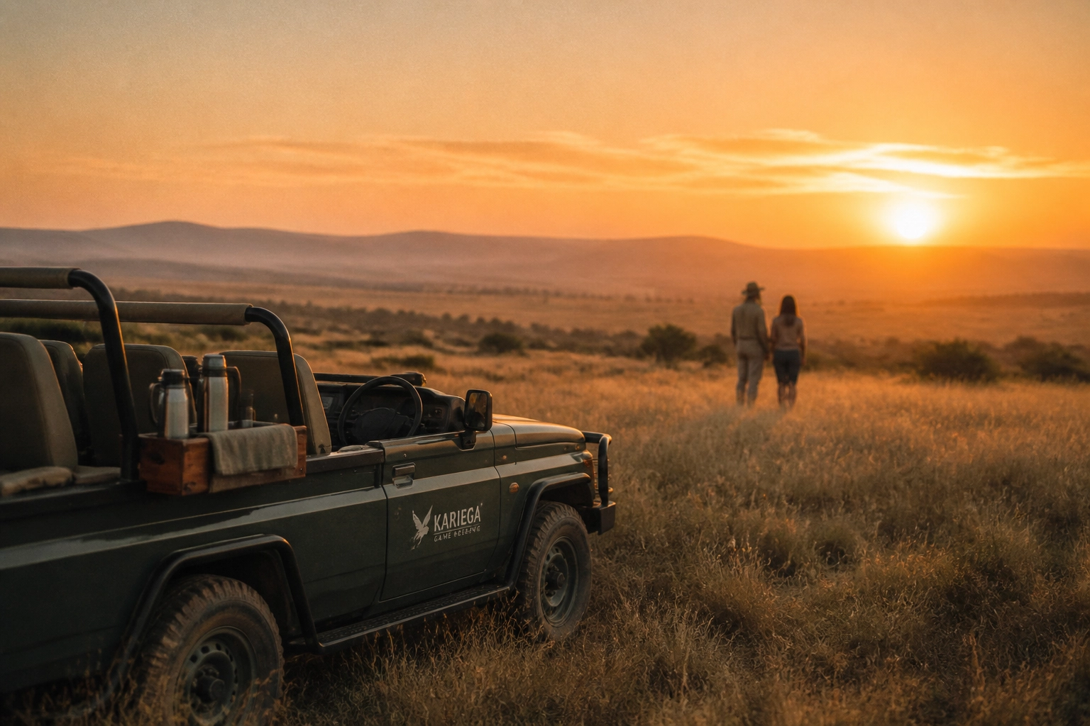 Sunset safari sundowner on the Garden Route, a highlight of a premium South Africa golf and wildlife journey.
