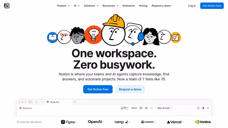 Notion all-in-one workspace software homepage