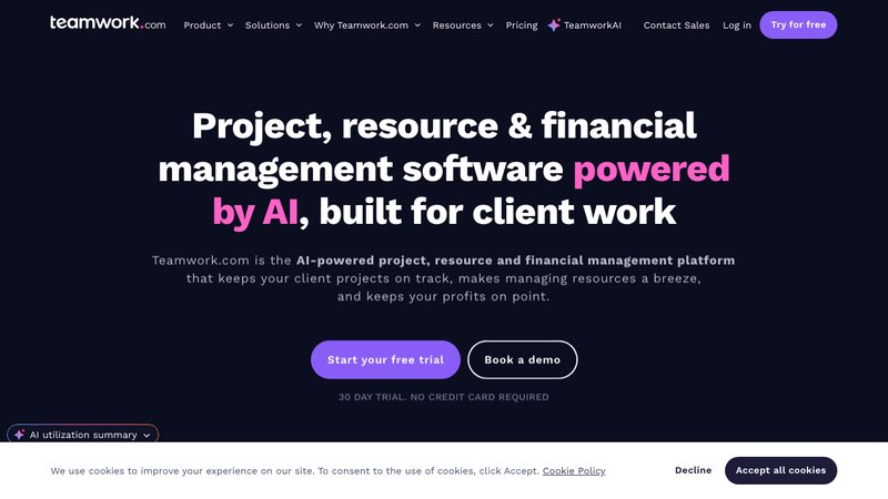 Teamwork project management software homepage