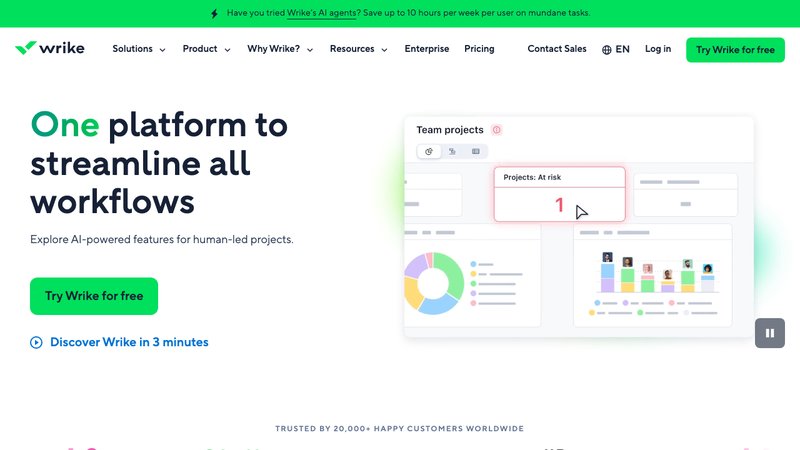 Wrike project management software homepage