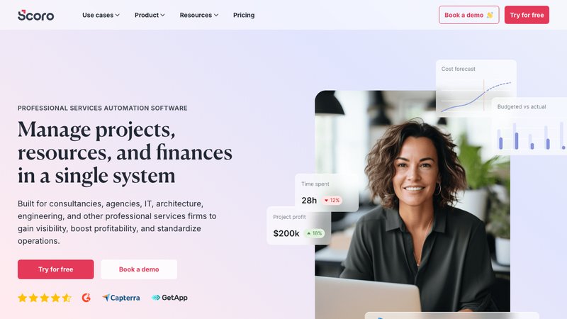 Scoro business management software homepage