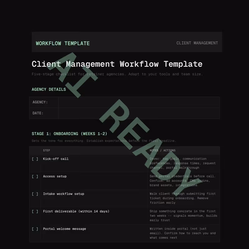 Client Management Workflow Template Preview