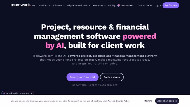 Teamwork project management software homepage