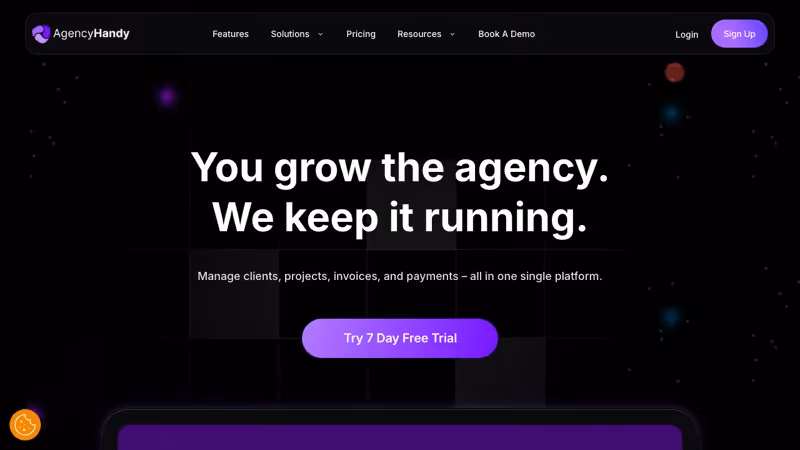 Agency Handy client portal software homepage