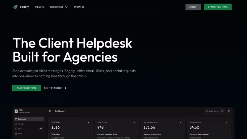 Sagely client portal software homepage