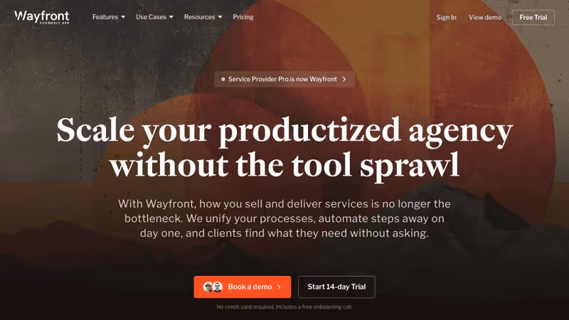 Wayfront client portal software homepage