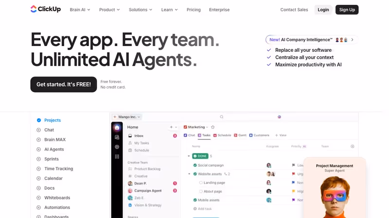 ClickUp homepage screenshot