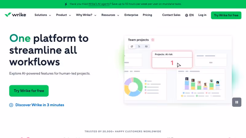 Wrike homepage screenshot