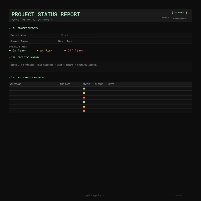 Project Status Report Template preview