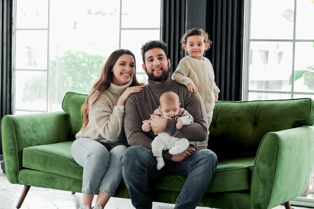happy family in comfortable home - local HVAC company