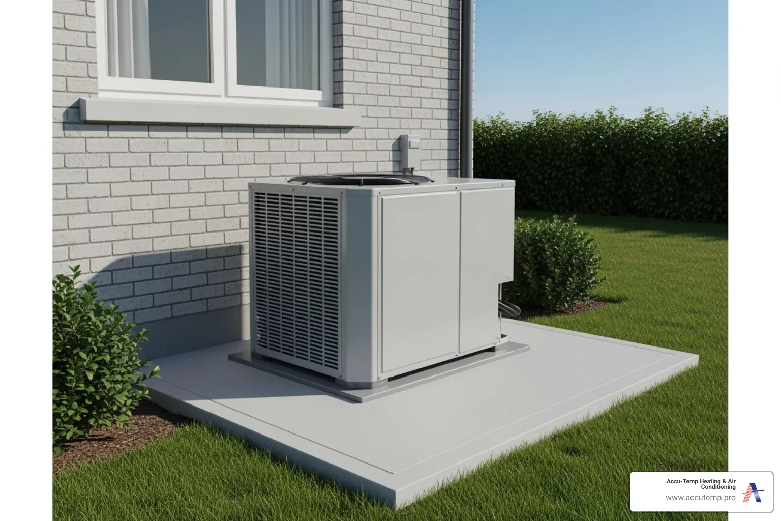 outdoor mini split condenser unit placed on a concrete pad - mini split installation