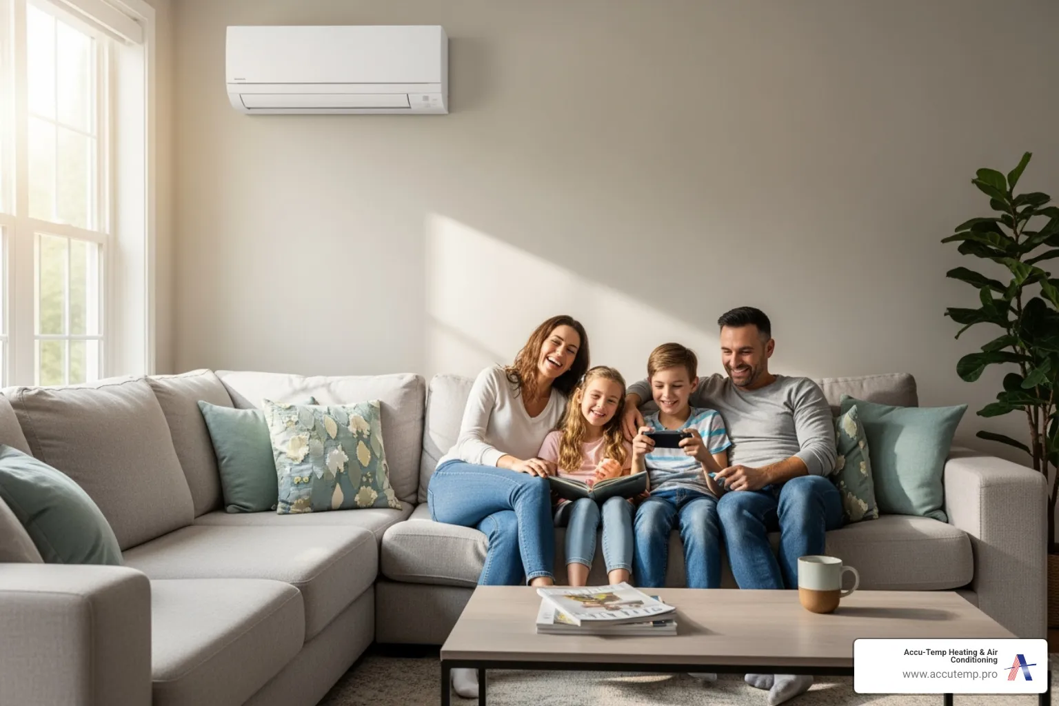 family enjoying cool, comfortable home thanks to a mini split - mini split installation