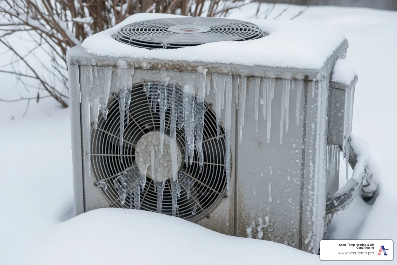 broken-down, iced-over heat pump unit - heat pump maintenance