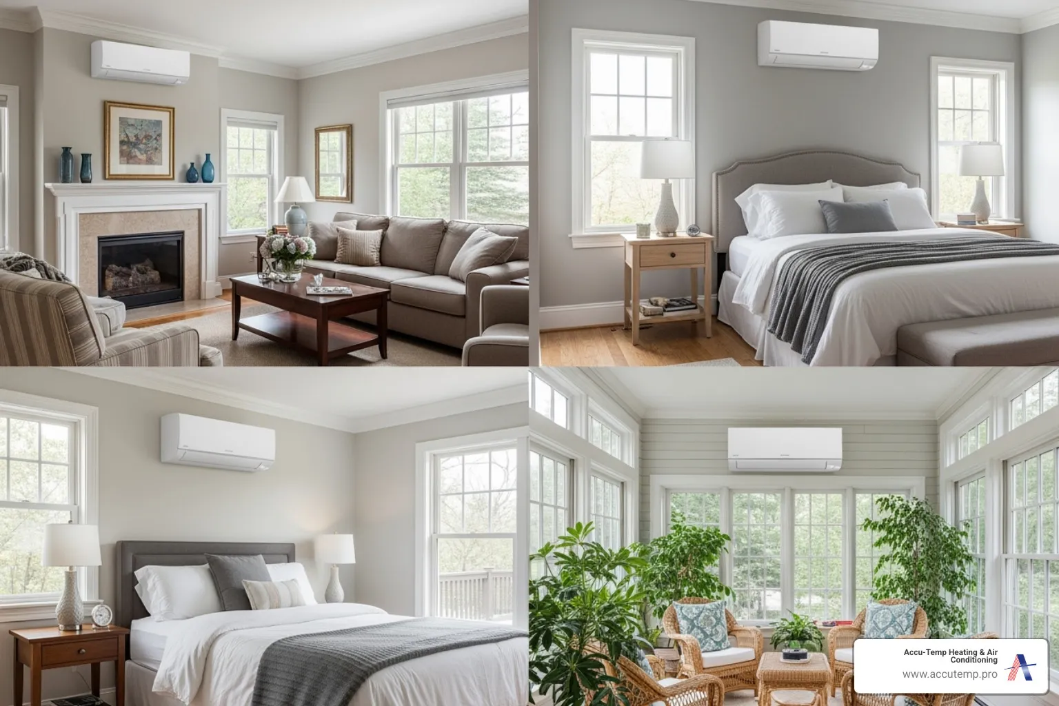 different rooms with mini-split units - mini split heat pumps palm coast