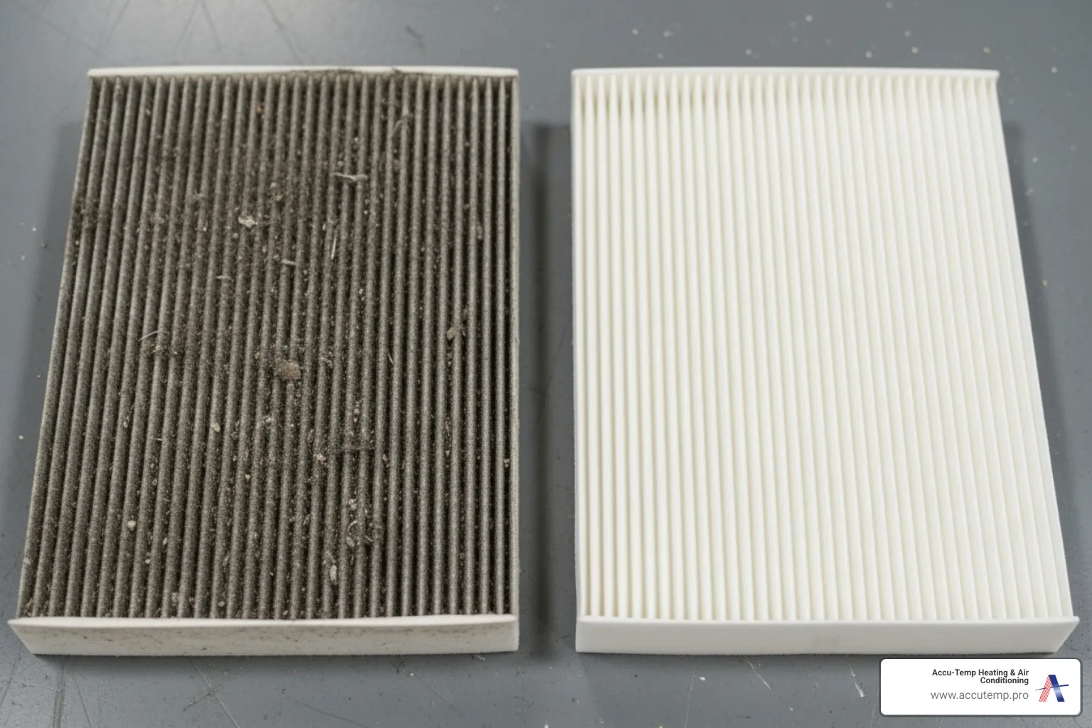 A dirty vs. clean air filter - AC not cooling