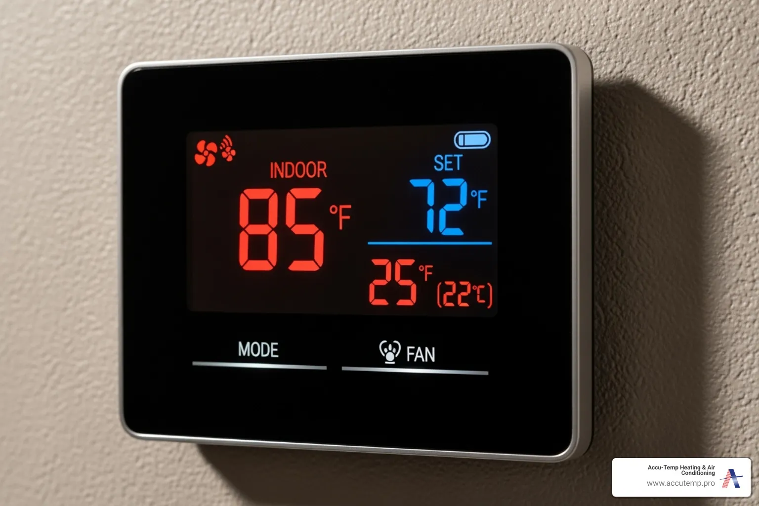 Thermostat showing high indoor temperature - ac service palm coast