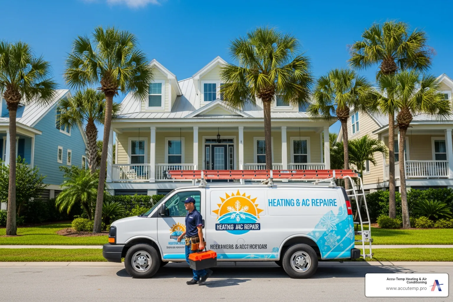 infographic showing warning signs of heating system failure including strange noises, unusual odors, insufficient heat, constant cycling, and rising utility bills with icons for each symptom - heating repair best in flagler beach, fl