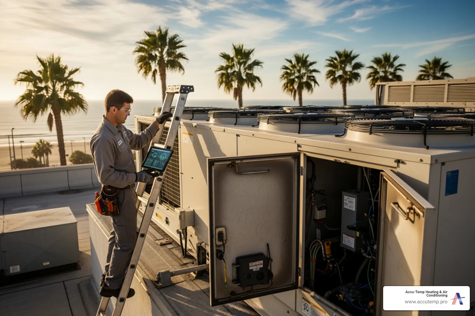 infographic showing five key benefits of commercial heating maintenance: lower energy bills with 15% savings, extended system lifespan of 20-30% longer, prevention of costly emergency repairs, improved indoor air quality for employees, and reduced business disruptions from unexpected breakdowns - heating maintenance commercial in palm coast, fl