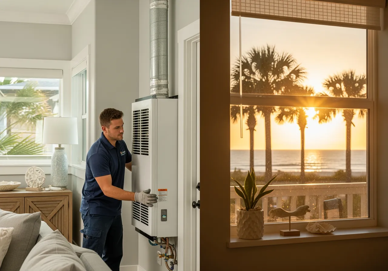 infographic explaining the key steps to a new heating system from assessment to installation - heating installation best in flagler beach, fl