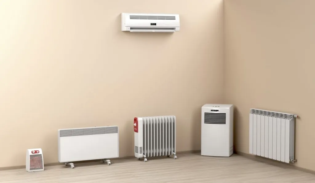 Air conditioning and heating units in a room, illustrating HVAC equipment options for improving indoor comfort and addressing hot/cold room issues.