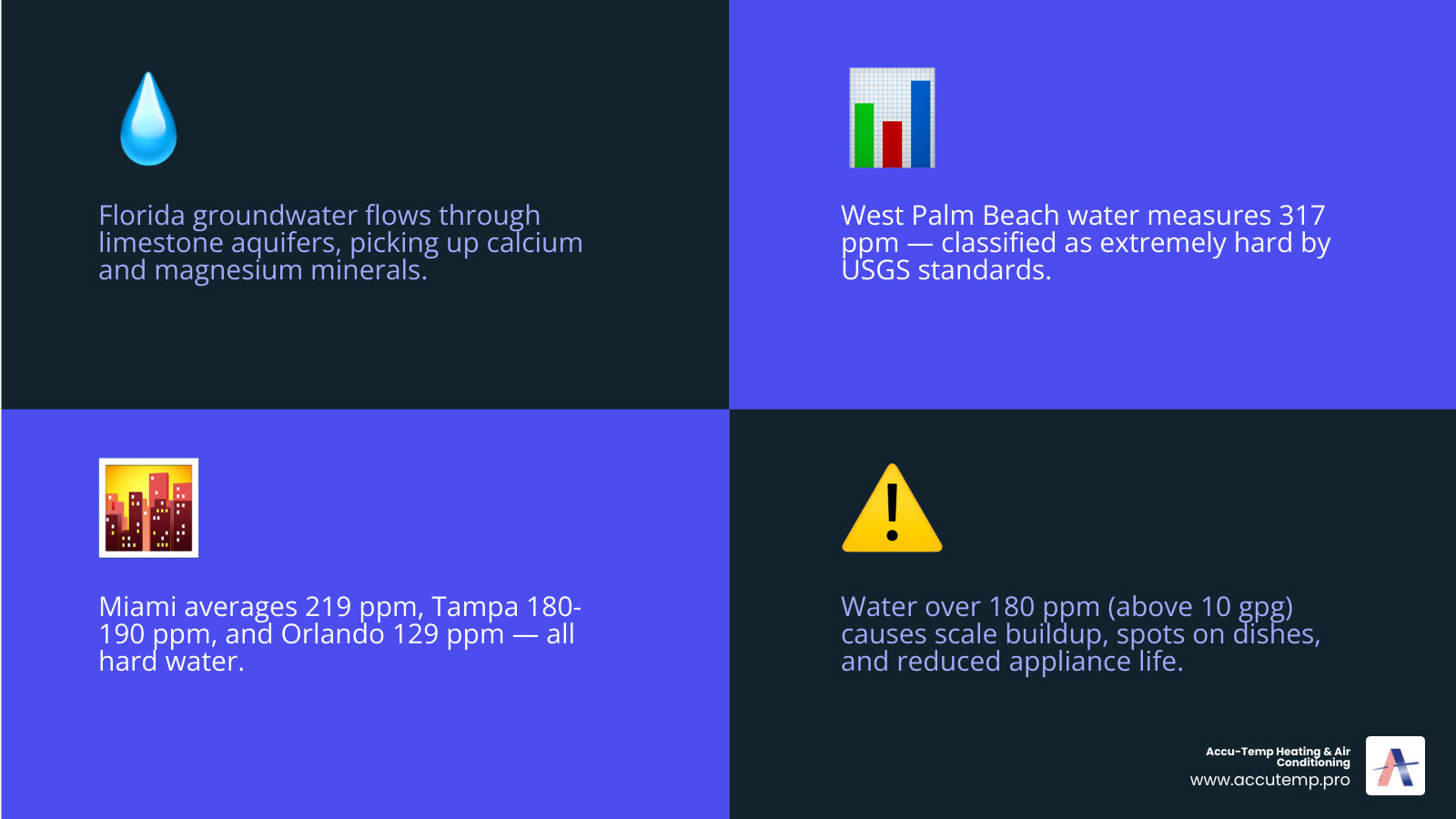 Infographic showing Florida water hardness levels by city and classification from soft to extremely hard - do i need a water Infographic showing Florida water hardness levels by city and classification from soft to extremely hard - do i need a water