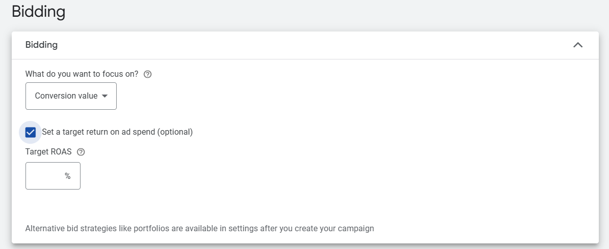 Maximise conversion value with Target ROAS